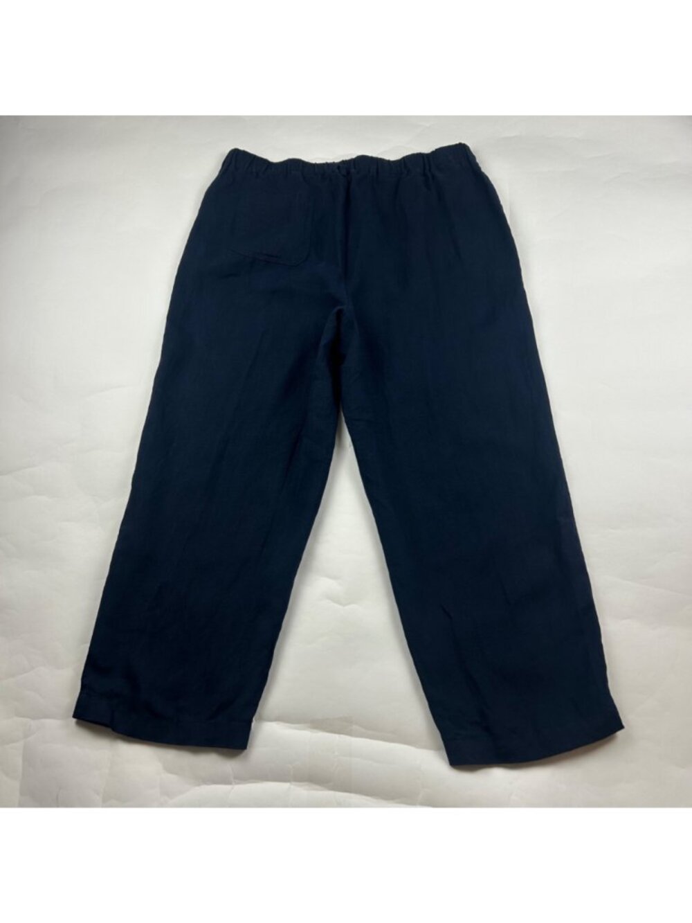 Quince Navy Blue LInen Wide Leg Cropped Pant L - Picture 6 of 7